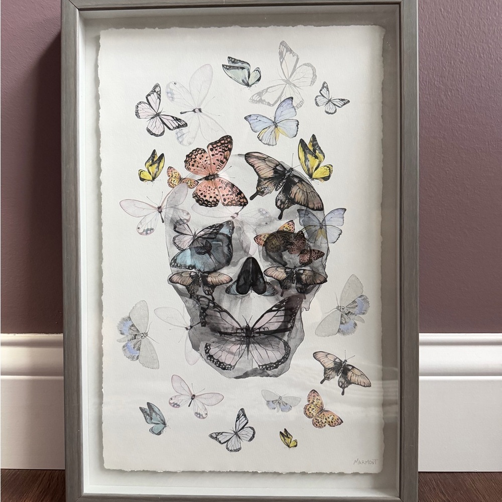 Marmont Hill, "Butterfly Skull Paradise" Framed Painting Print
